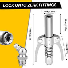 (2 Pack) Double Handle Lock Plier Oil Nozzle High Pressure Grease Gun Coupler+A