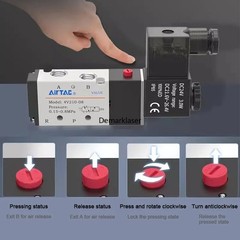 AirTAC 12V 24V 110V 220V Pneumatic Electric Solenoid Air Valve 5 Way 2 Position