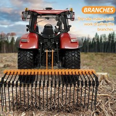 60 in Straw Needle Rake, 3 Point Landscape Rakes Powder Coated Steel Pine