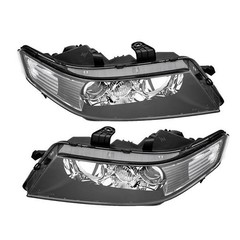 Set of (2) Headlights Halogen Factory Black Clear for 2004-2008 Acura TSX