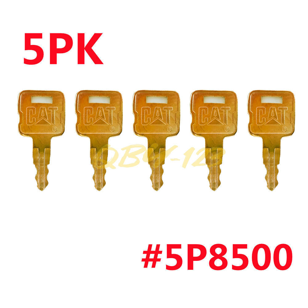 5 For CAT Caterpillar Heavy Equipment Ignition Key 5P8500 New Style Logo