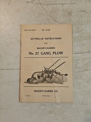 Original 1941 Massey Harris 27 Gang Plow Setting Up Instructions Manual