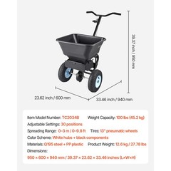 Uimoso 100LB Walk-Behind Broadcast Spreader Adjustable 0-9.8ft Width Fertilizer