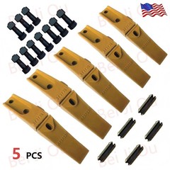 5 Bucket Teeth Assembly 6737322Y Bobcat Style Bolt on Flush Mount Pin Skid Steer
