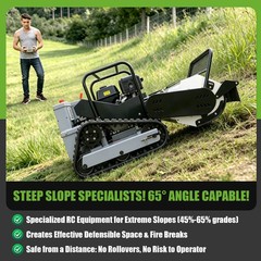15HP Remote Control Lawn Mower Tracked Brush Cutter 65° Slope Climbing