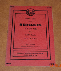 HERCULES Motors Corporation 1949 Engine JXL Series Parts List