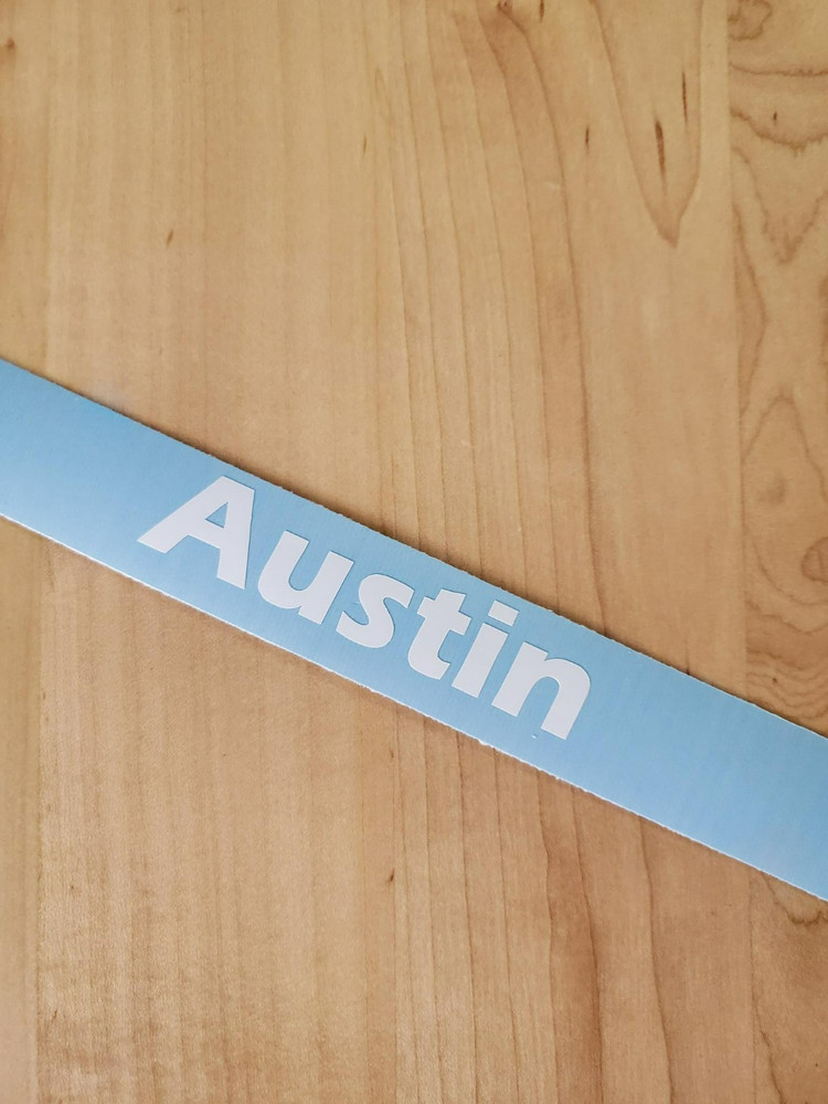 Austin decals stickers vinyl (2) PAIR Gloss WHITE 8″ FAST USA