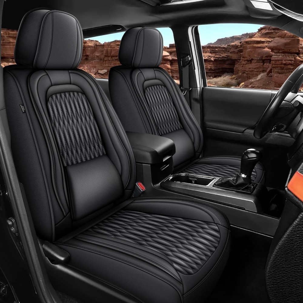 For Toyota Tacoma: 2005-2026 Truck Double Crew Cab Car Seat Covers Faux Leather