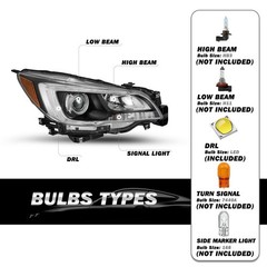 Headlight Assembly for 2015-2017 Outback Halogen Passenger Side Black Bezel
