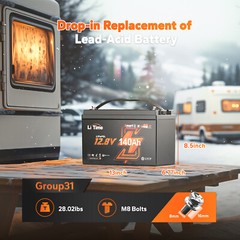 LiTime 12V 140Ah Bluetooth Low Temp LiFePO4 Lithium Battery 1920W For RV Marine