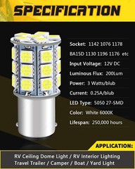 2 Bright White LED Light Bulbs for Bobcat T740, T770, T870 rear worklight 12V US