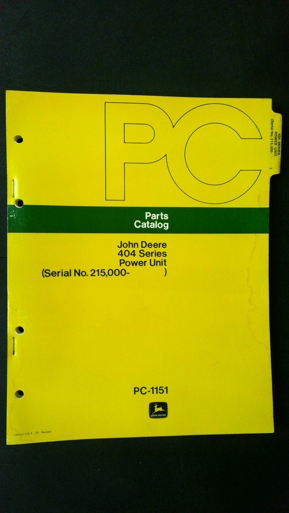 John Deere 404 Series Power Unit Parts Catalog Manual PC-1151