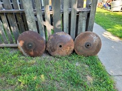3 Vintage Disc Blades 20+” inch Steampunk Industrial Decorative Farm Implement