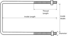 Zinc Plated Square U-Bolt 3/8″ Thick x 7″ ID x 7″ Long w/ Zinc Plated Nuts