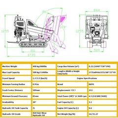 Wolfequip Self-Loading Mini Crawler Dumper Tracked With 6.5HP Rato Engine EPA
