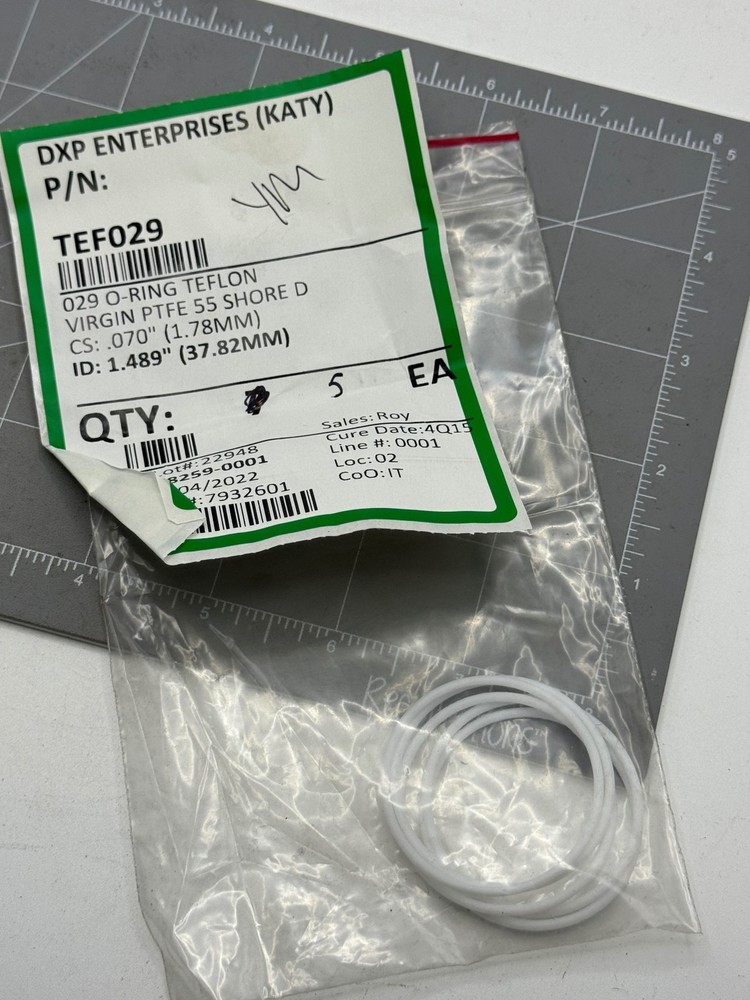 DXP Enterprises O-Ring Teflon PTFE 029 ID1.489″ CS.070″ 55 Shore D White-5PK