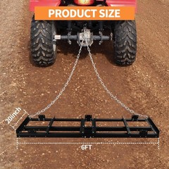 6FT Drag Harrow Driveway Grader Heavy Duty Landscape Power Rake Tow Behind Lawn