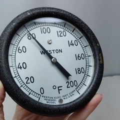 Vintage Weston 2221 Heavy Large Brass Temp Gauge
