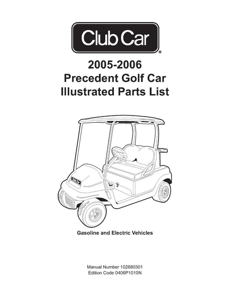 2005 2006 Gas & Electric Service Parts Manual Club Car Precedent 0406P