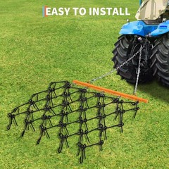 Drag Harrow for ATV UTV Tractor, 4×4 ft & 5×4.5 ft, 3/8″ 1/2″ Teeth, Tow Behind