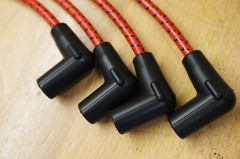 Ford 9N Red & Black Deluxe Cloth Covered Custom Fit Spark Plug Wire Set USA Made