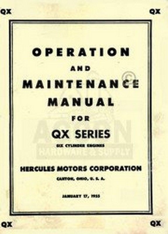 Hercules QX 6 Six Cylinder Operators Service Manual
