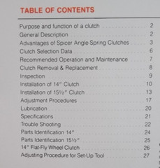 SPICER DANA CAST ANGLE SPRING /2 PULL TYPE CLUTCH SERVICE SHOP MANUAL BOOK