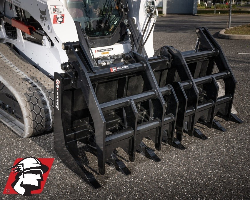 Skid Steer XHD Vertical Root Rake Grapple Attachment 78″ for Bobcat by McLaren