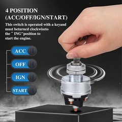 4-Position Universal Ignition Key Switch 12V Acc/Off/Ign Start for Tractor Forkl