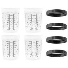 LAUCO 4 Pack Paint Spray Gun Hard Cup Set, 200ML (6.8 Oz) Reusable Mixing Cups