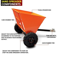 71Gal Towable Sand & Gravel Spreader 882lb Capacity ATV UTV|Towed 2″ Coupler 39″