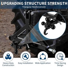 3-Point Quick Hitch for Category 1 Tractor with 2″ Trailer Receiver & Ball Mount