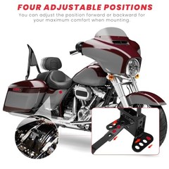 Adjustable Rider Backrest w/ Storage Bag for Harley Touring 1997-2026 Detachable