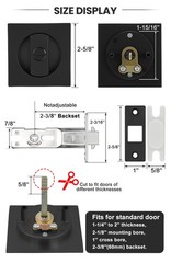 Goldenwarm Matte Black Square Pocket Door Lock Pocket Door Hardware For 2-1/8