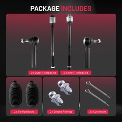 BDFHYK 6pcs Front Inner & Outer Tie Rod Ends Kit w/Tie Rod Boots Compatible