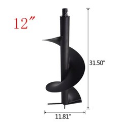 12 Inch Earth Auger Drill Bit 3/4″ Shaft For Gas Powered Post Fence Hole Digger