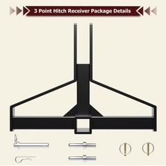 3 Point Trailer Hitch Category 1 Tractors 2in 1500lbs Compatible Kubota BX