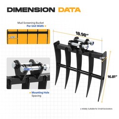 Rake Attachment Tools For Mini Excavator 1-1.5 Ton Excavator Digger Heavy-duty