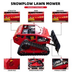 Remote control lawn mower, crawler type non-slip gasoline with snow pusher