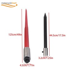 Hay Spear Attachment 49″ 3000 Lbs Capacity Red Bale Fork W/ 2 Stabilizer Spears