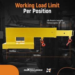 Universal Fit Jib Crane Boom for Forklift Pallet Fork 5500lb 31-79″ Extension