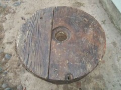 c. Old Wood Pulley Belt Industrial 15 1/4 x 3 15/16 Inches Many Photos