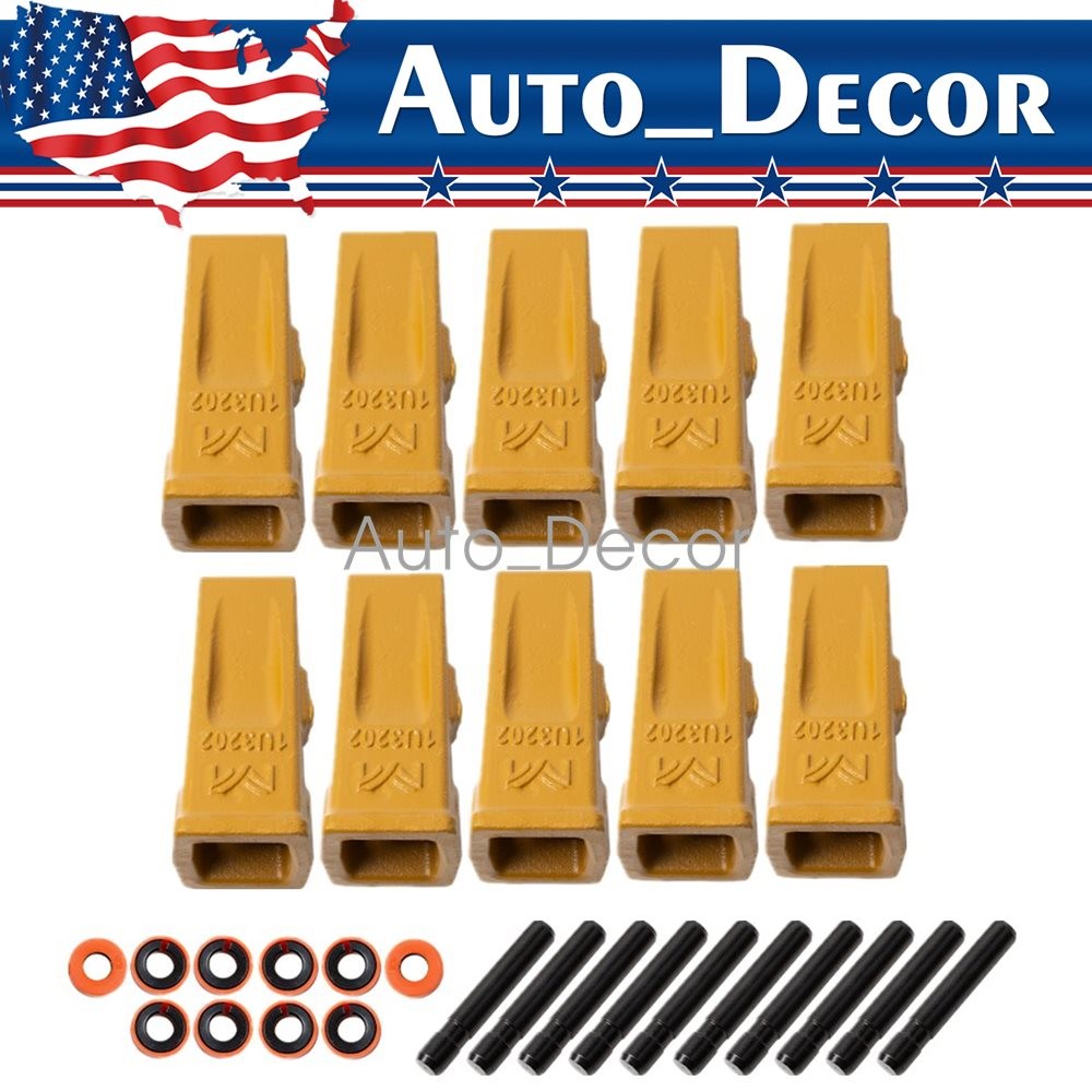 10 PK 1U3202 Bucket Teeth with Pins 8E6208 Retainers 8E6209 for J200 Series