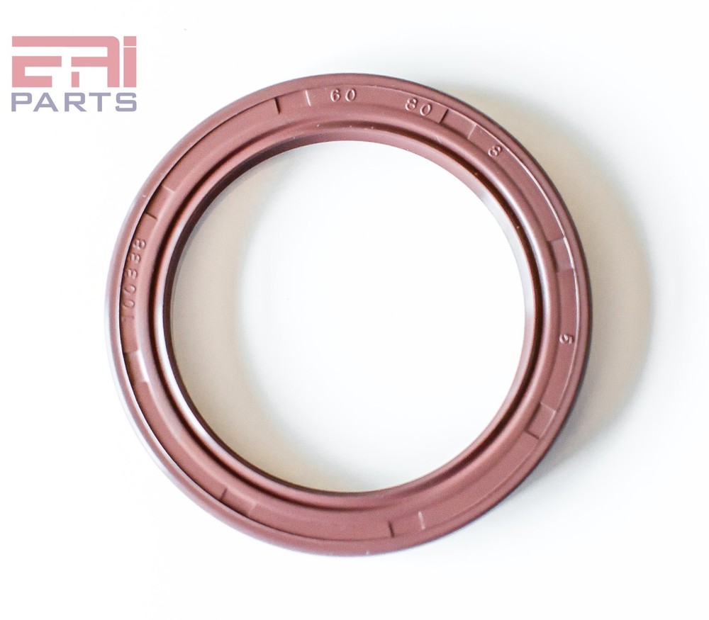 EAI 60x80x8mm FPM/FKM Oil Shaft Rotary Seal w/ Stainless Steel Spring Dbl Lip
