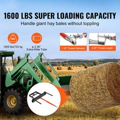 VEVOR 39″ Hay Spear Bale Spear Skid Steer Loader Tractor Bucket Attachment