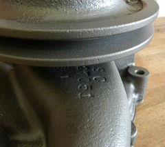 1950’s Hercules JX4, QXD-3 Hough 4-Cyl rebuilt water pump 127051 with pulley