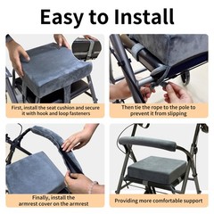 Walker Seat Cushion for Seniors, Memory Foam Rollator and Backrest Gray