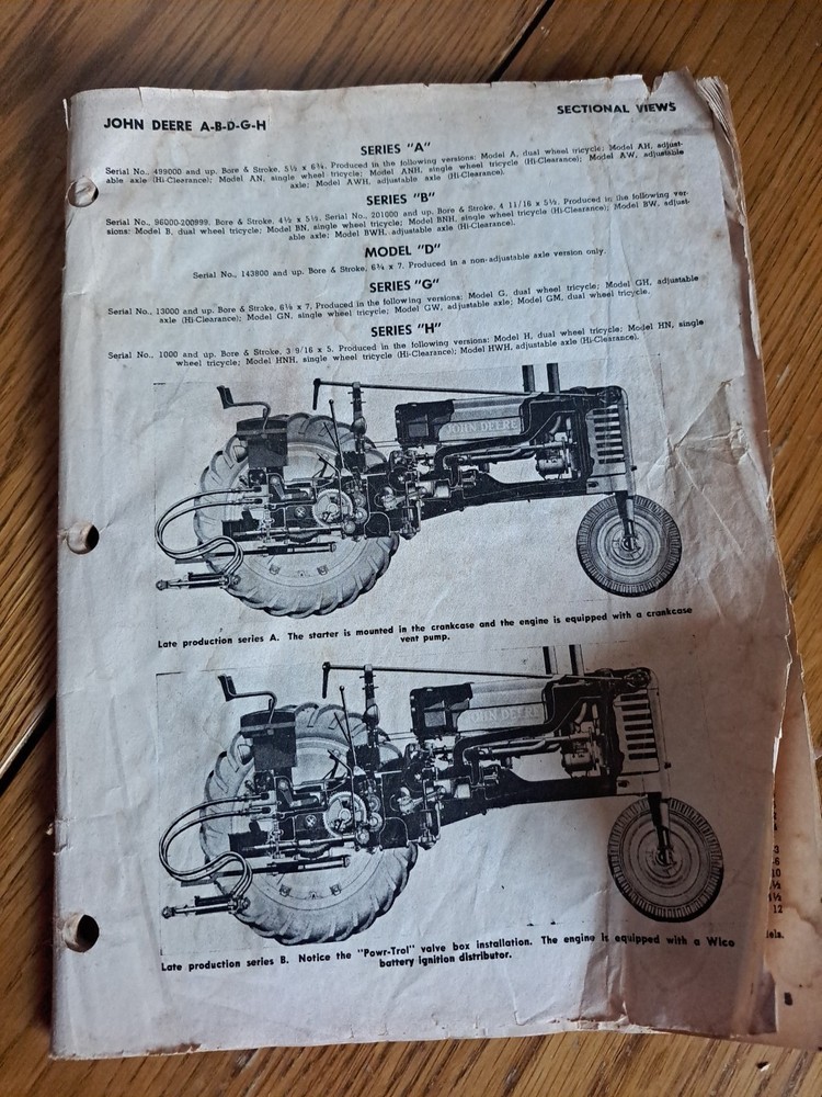 John Deere A B D G H M MT Shop Manual missing Cover