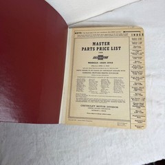 Vintage Chevrolet Master Parts Price List Six Cylinder Models 1929-1942