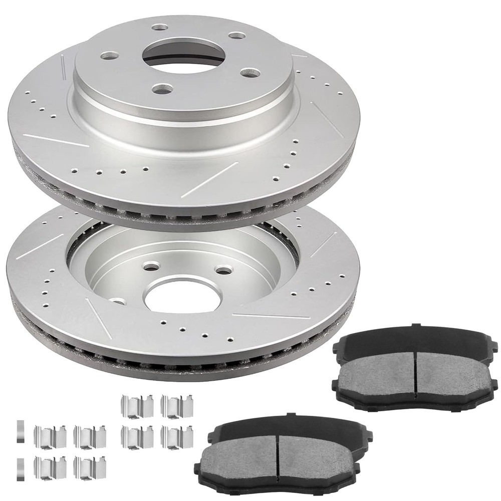 12.6 Front Brake Pads Rotors Drilled Slotted Kit Ford Edge Lincoln MKX 2007-2014